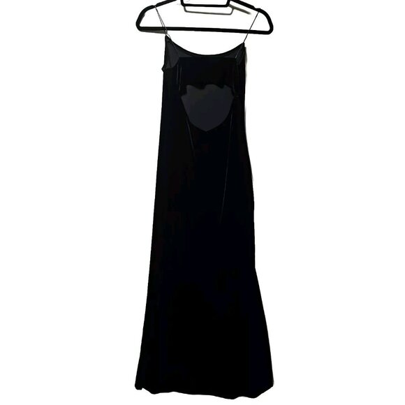 Vintage Burnout Velvet Slip Dress Medium Maxi Black Y2k 90s Whimsigoth Goth - Picture 2 of 9